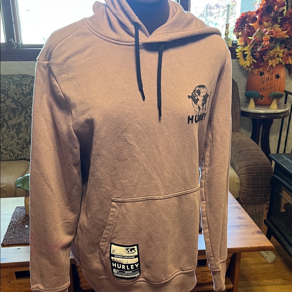 Hurley Men's Tan Hoodie with Black Details